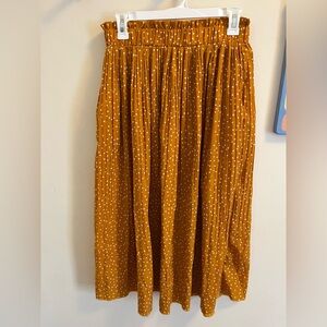 Polka Dot Pleated Skirt in Mustard
